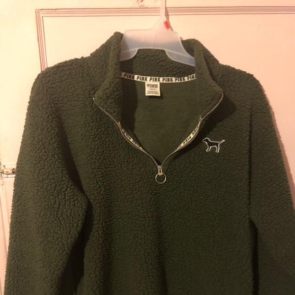 PINK Victoria's Secret Tops - Olive green Sherpa